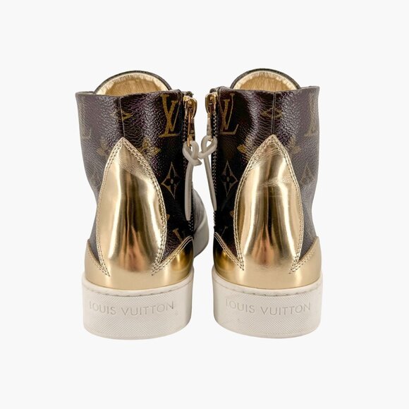 Louis Vuitton High Top Sneaker Boot EU 37 US 7 Brown LV Monogram Trainer Bootie - Picture 6 of 14